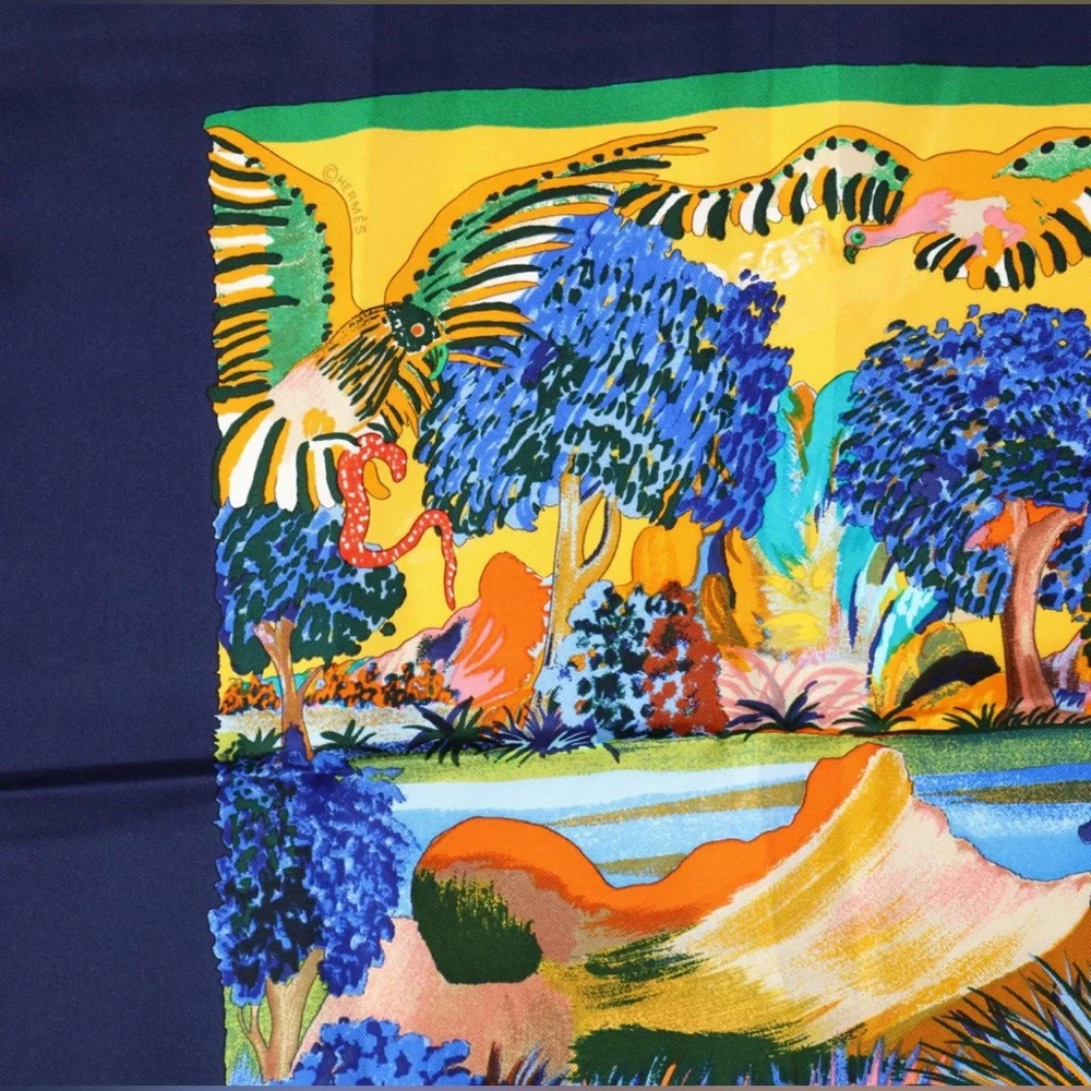 ⭐️SOLD⭐️Hermès Paris Colorful Nuba Mountain 🏔️ 100% Silk Scarf. - Picture 3 of 5